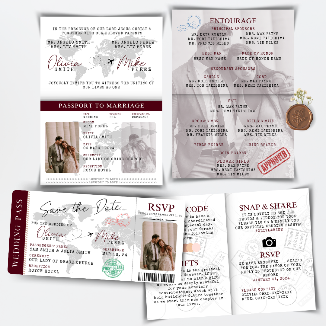 Passport  Invitation Suite for Wedding, Birthday, Christening, Anniversary