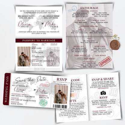 Passport  Invitation Suite for Wedding, Birthday, Christening, Anniversary