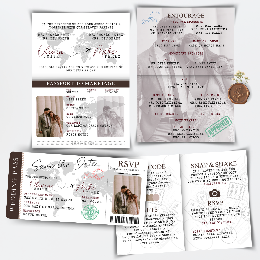Passport  Invitation Suite for Wedding, Birthday, Christening, Anniversary