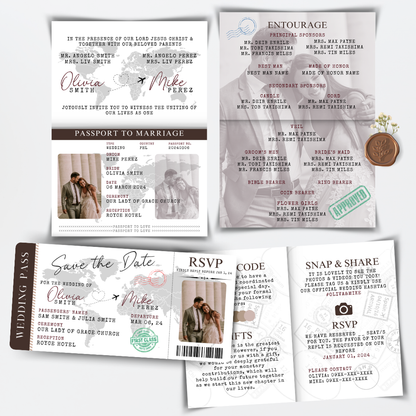 Passport  Invitation Suite for Wedding, Birthday, Christening, Anniversary