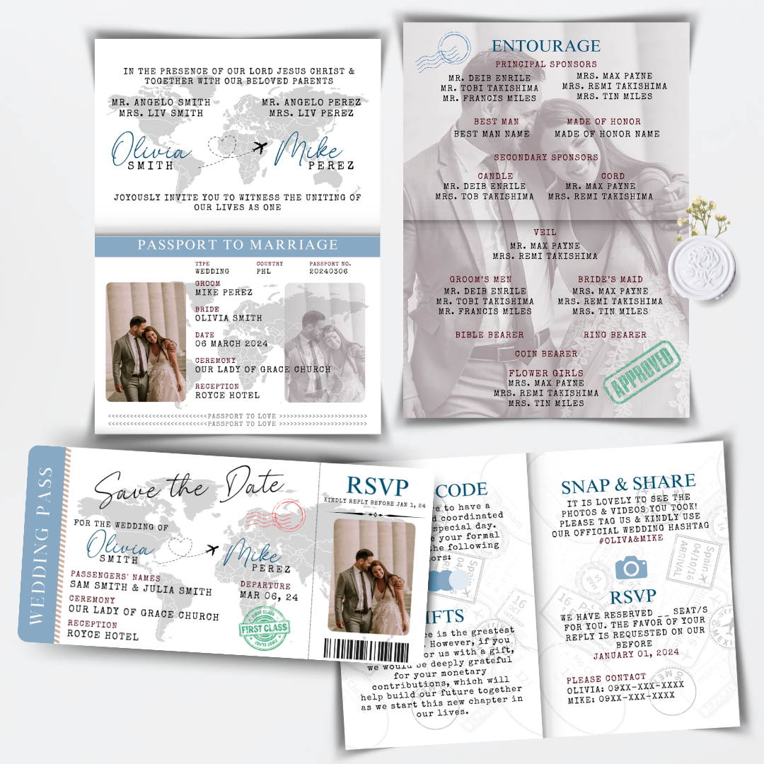 Passport  Invitation Suite for Wedding, Birthday, Christening, Anniversary