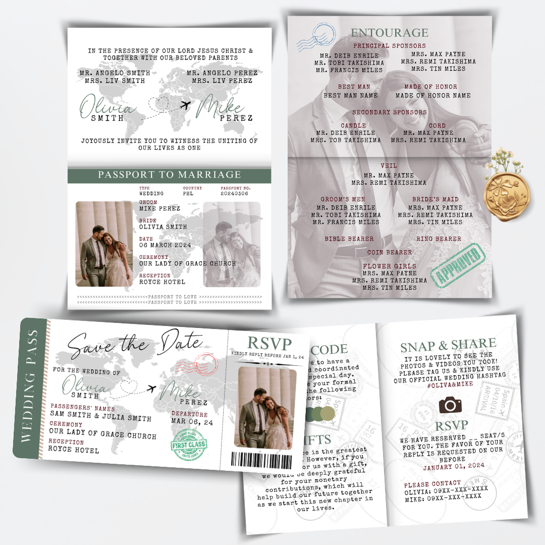Passport  Invitation Suite for Wedding, Birthday, Christening, Anniversary